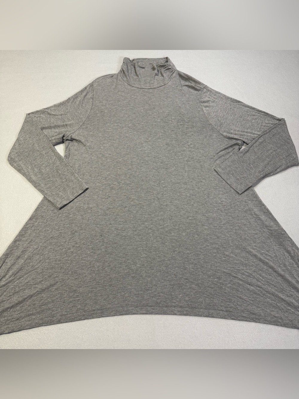Soft Surroundings Gray Cowl Neck Tunic Top 3X Long Sleeve Swing Knit Plus Size